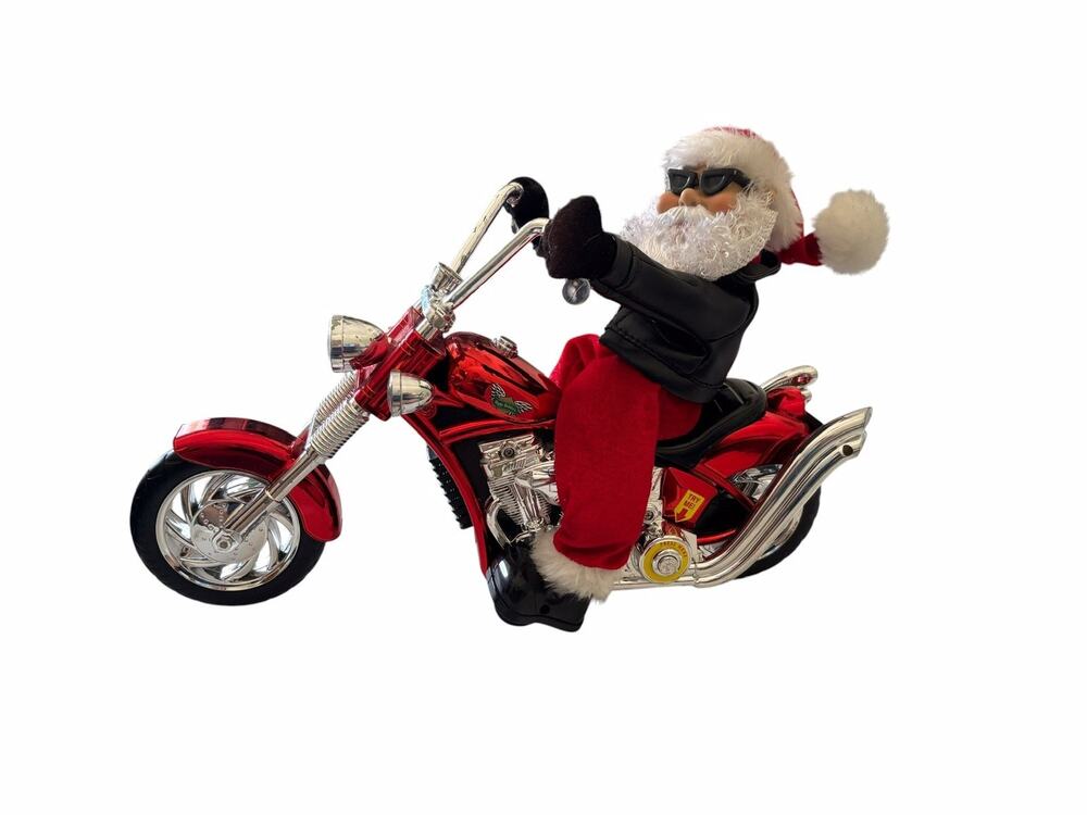 Dan Dee Harley Biker Santa Claus Animated Musical Motorcycle Figurine Works VtG